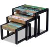 vidaXL Three Piece Nesting Tables Solid Reclaimed Wood