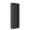 vidaXL 5-Tier Book Cabinet Gray 23.6"x9.4"x68.9" Engineered Wood