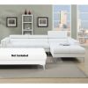 Bonded Leather Sectional Sofa with Adjustable Headrest in White