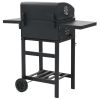 vidaXL Charcoal-Fueled BBQ Grill with Bottom Shelf Black