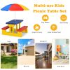 Kids Picnic Table Set W/Removable Umbrella Indoor Outdoor Garden Patio