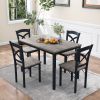 5-Piece Dining Table Set Home Kitchen Table and Chairs Industrial Wooden Dining Set with Metal Frame and 4 Chairs, Brown Gray