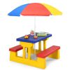 Kids Picnic Table Set W/Removable Umbrella Indoor Outdoor Garden Patio