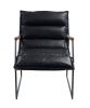 Luberzo Accent Chair in Distress Espresso Top Grain Leather &amp; Matt Iron Finish 59946