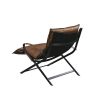 Zulgaz Accent Chair in Cocoa Top Grain Leather &amp; Matt Iron Finish 59951