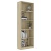 vidaXL 5-Tier Book Cabinet Sonoma Oak 23.6"x9.4"x68.9" Engineered Wood