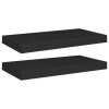 vidaXL Floating Wall Shelves 2 pcs Black 19.7"x9.1"x1.5" MDF