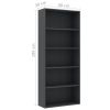 vidaXL 5-Tier Book Cabinet Gray 31.5"x11.8"x74.4" Engineered Wood