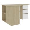 vidaXL Corner Desk White and Sonoma Oak 57.1"x39.4"x29.9" Engineered Wood