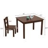 Wooden Farmhouse Table & 4 Chairs Set, Children's Furniture for Arts and Activity, Espresso, Gift for Ages 3-8   YJ