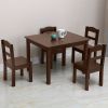 Wooden Farmhouse Table & 4 Chairs Set, Children's Furniture for Arts and Activity, Espresso, Gift for Ages 3-8   YJ