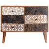 vidaXL Sideboard with Printed Pattern 35.4"x11.8"x27.6" Solid Mango Wood