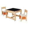 Kids wooden storage table and chair set; natural; melamine; set of 3