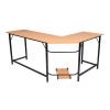 L Shape Corner Computer Desk PC Wood Laptop Desk Workstation Home Office Brown