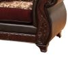 48 Inch Modern Accent Chair; Jacquard; Vegan Faux Leather; Burgundy; Brown