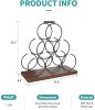 Mecor Countertop Wine Rack for 6 Bottles, Wood & Metal Tabletop Bottle Holder , 3-Tier Rustic Wine Organizer, Classic Design, Sturdy Handle, Easy Asse