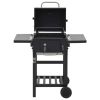 vidaXL Charcoal-Fueled BBQ Grill with Bottom Shelf Black