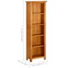 vidaXL 5-Tier Bookcase 17.7"x8.6"x55.1" Solid Oak Wood