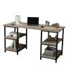 59 Inches Computer Desk Trestle Desk with Both Side 2-Tier Shelves;  Modern Simple Style Study Work Game Desk ;  Workstation Home Office Table;  Rusti