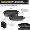 2-in-1 Pre-seasoned Square Cast Iron Baking Dish Cookware Pan