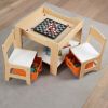 Kids wooden storage table and chair set; natural; melamine; set of 3