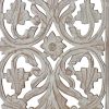 Attractive Mango Wood Wall Panel Hand Crafted With Intricate Details; White