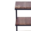 Industrial End Table with 3 Tier Wooden Shelves and Metal Frame; Brown and Black; DunaWest