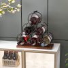 Mecor Countertop Wine Rack for 6 Bottles, Wood & Metal Tabletop Bottle Holder , 3-Tier Rustic Wine Organizer, Classic Design, Sturdy Handle, Easy Asse