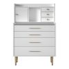 Vanity Makeup Table with Mirror and Retractable Table; Storage Dresser for Bedroom with 7 Drawers and Hidden Storage; White