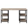 59 Inches Computer Desk Trestle Desk with Both Side 2-Tier Shelves;  Modern Simple Style Study Work Game Desk ;  Workstation Home Office Table;  Rusti