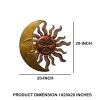 Celestial Sun and Moon Wall Decor In Metal; Gold and Rust Brown