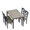 5-Piece Dining Table Set Home Kitchen Table and Chairs Industrial Wooden Dining Set with Metal Frame and 4 Chairs, Brown Gray