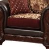 48 Inch Modern Accent Chair; Jacquard; Vegan Faux Leather; Burgundy; Brown