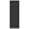 vidaXL 5-Tier Book Cabinet Gray 23.6"x9.4"x68.9" Engineered Wood