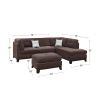 Chenille Reversible Sectional Sofa with Ottoamn in Dark Coffee