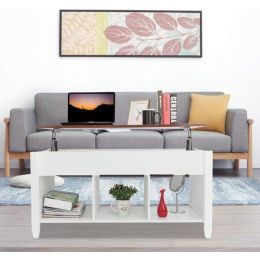 Modern furniture hidden compartment and lift tablet table (Color: White)