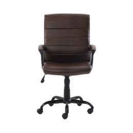 Bonded leather mid-back manager office chair in various finishes (Color: Dark Brown)