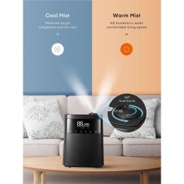 Humidifier; 5.5L Warm and Cool Mist Humidifier for Bedroom; Customizable Humidity; Essential Tray; 12 Hour Timer; for Living Room; Office and Nursery (Color: Black)