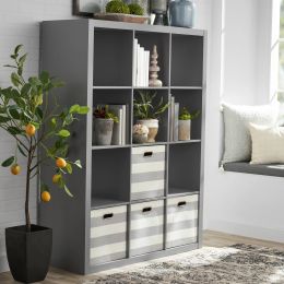 12 Cube Organizer; Grey; Natural; Rustic Grey; Tobacco Oak; White Texture (Color: Grey)