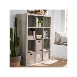 12 Cube Organizer; Grey; Natural; Rustic Grey; Tobacco Oak; White Texture (Color: Rustic Gray)