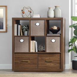 6 cube storage bookcase organizer with drawers in various finishes (Color: Walnut Color)