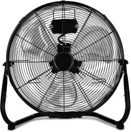 9" / 12" / 18" / 20" Industrial Grade 3-Speed High Velocity Heavy Duty Metal Industrial Floor Fans (Color: Black, Size: 20")