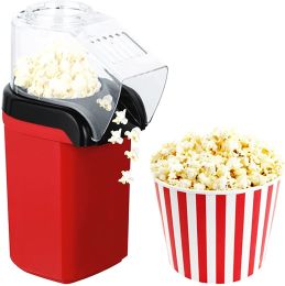 Popcorn Machine Hot Air Electric Popper Kernel Corn Maker Bpa Free No Oil 5 Core POP (Color: Red)