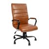 High Back Leather Soft Executive Swivel Office Chair with Frame and Armrests; Various Options