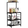 Baker's Rack Storage Shelf Microwave Cart Oven Stand Coffee Bar with Side Hooks 4 Tier Shelves