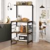 Baker's Rack Storage Shelf Microwave Cart Oven Stand Coffee Bar with Side Hooks 4 Tier Shelves