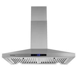 30 Inch Wall Mount Kitchen Hood 350 CFM Range Hood Stove Vented Hood Exhaust Fan (Color: Sliver)