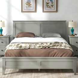 Modern White Solid Wood Full Platform Bed (Color: Gray)