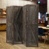 4-Panel Wood Privacy Room Divider Upscale Sycamore Solid Folding Wall Room Divider Screens Partial Partition for Room Division