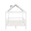 Full Size Wood House Bed with Fence